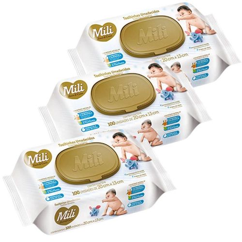 Lenços Umedecidos Mili Love&Care com 100 Unidades