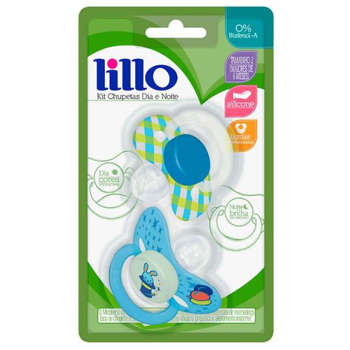 Kit Chupeta Dia e Noite Tamanho 2 Menino Lillo com 2 Unidades