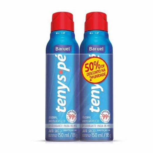 Kit Desodorante para os Pés Tenys Pé Baruel Jato Seco Original com 2 Unidades com 150ml