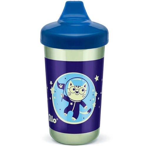 Lillo Copo Antivazamento Glow Max Cor Azul Brilha Escuro 320ml