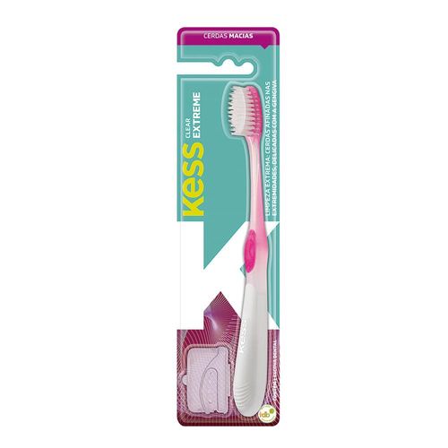 Escova Dental Kess Extreme Clear Macia com 1 Unidade + 1 Protetor de Cerdas