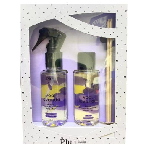 Kit Pluri Lavanda com Aromatizador de Ambiente Spray 120ml + Difusor de Aromas com Varetas 120ml