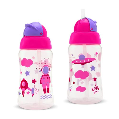 Copo Treinamento Lolly Clean com Canudo Rosa Capacidade 330ml