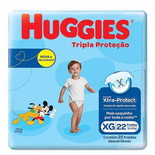 Fralda Huggies Tripla Proteção Tamanho XG com 22 Unidades