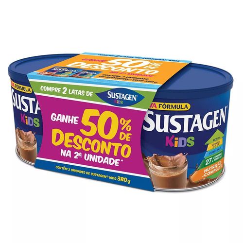 Kit Complemento Alimentar Sustagen Kids Sabor Chocolate com 2 Unidades com 380g