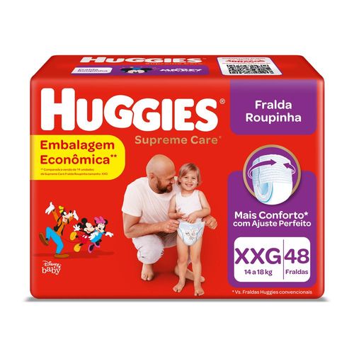 Fralda Roupinha Huggies Supreme Care Hiper XXG com 48 Unidades