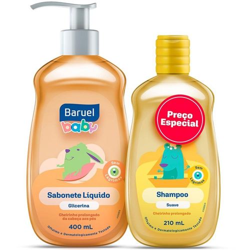 Kit Baruel Baby com 1 Sabonete Líquido Glicerina 400ml + 1 Shampoo Suave 210ml