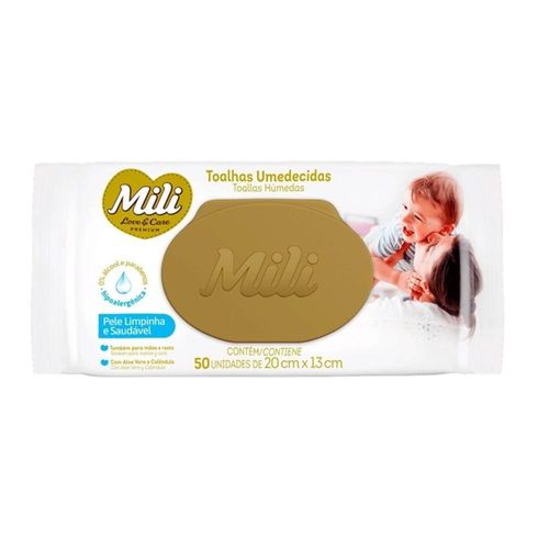 Lenços Umedecidos Mili Love & Care com 50 Unidades