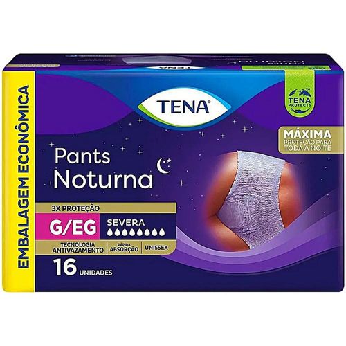 Roupa Íntima Descartável Tena Pants Noturna Tamanho G/EG com 16 Unidades
