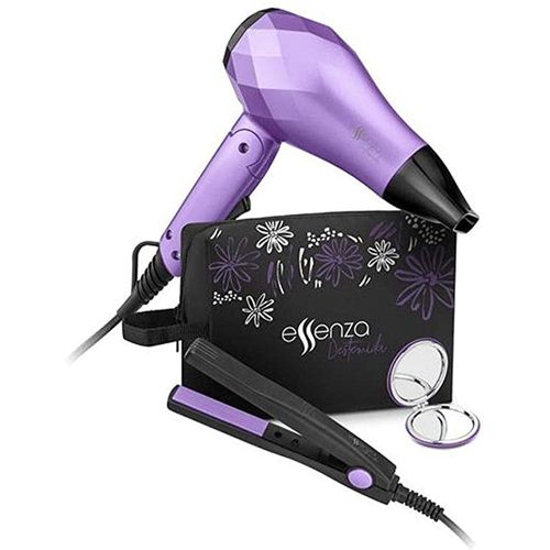 Kit Viagem Multilaser com 1 Mini Secador Bivolt 1000W + 1 Mini Prancha Alisadora 20W + 1 Espelho