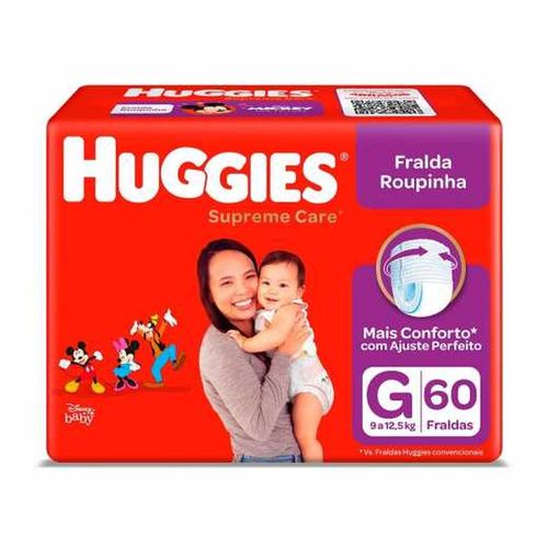 Fralda Roupinha Huggies Supreme Care Hiper G com 60 Unidades