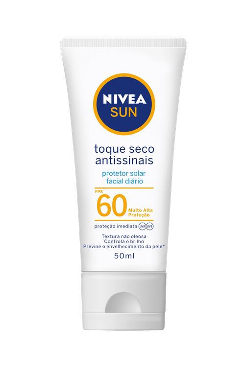 Protetor Solar Facial Nivea Sun Toque Seco Antissinais FPS 60 com 50ml