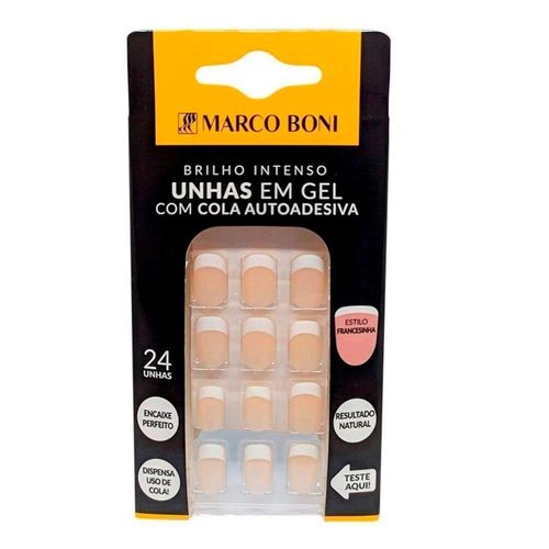 Unhas Postiça em Gel Autoadesiva Francesinha Marco Boni com 24 Unidades