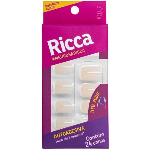 Ricca Unhas Autoadesivas Francesinha Nude com 1 Unidade