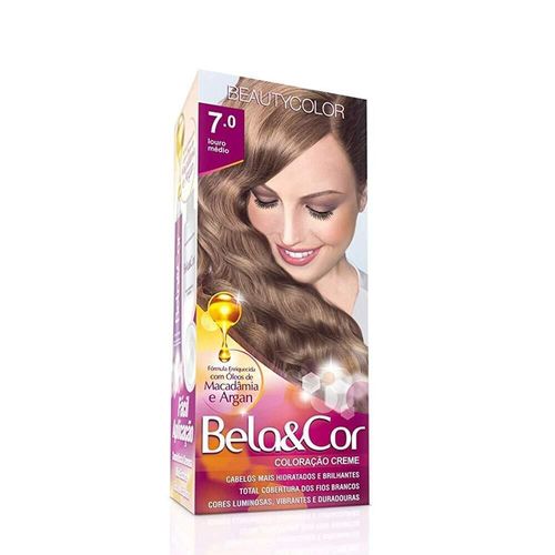 Tintura Bela&Cor Cor Nº 7.0 Louro Médio Beauty Color com 1 Unidade