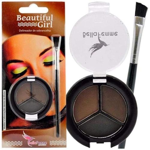 Kit Delineador de Sobrancelhas 3 Cores e 3 Moldes Bella Femme Nº BF10022 com 1 Unidade