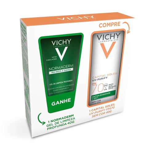 Kit Vichy com 1 Protetor Solar Facial Idéal Soleil UV-Purify FPS 70 40g + 1 Gel de Limpeza Profunda Normaderm 40g