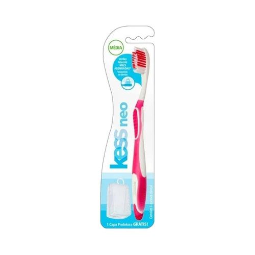 Escova Dental Neo Média Kess com 1 Unidade + 1 Protetor para Cerdas