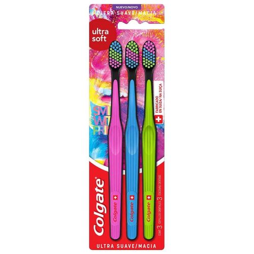 Escova de Dente Colgate Ultra Soft Ultra Macia com 3 Unidades