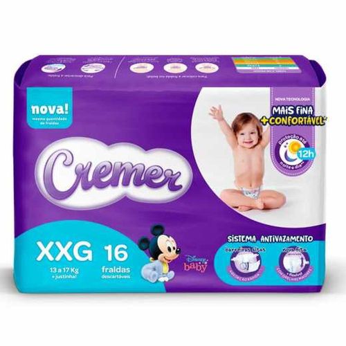 Fralda Cremer Tamanho XXG com 16 Unidades