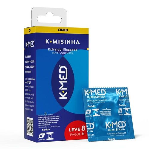 Preservativo K-Med K-Misinha Extra Lubrificada com 8 Unidades