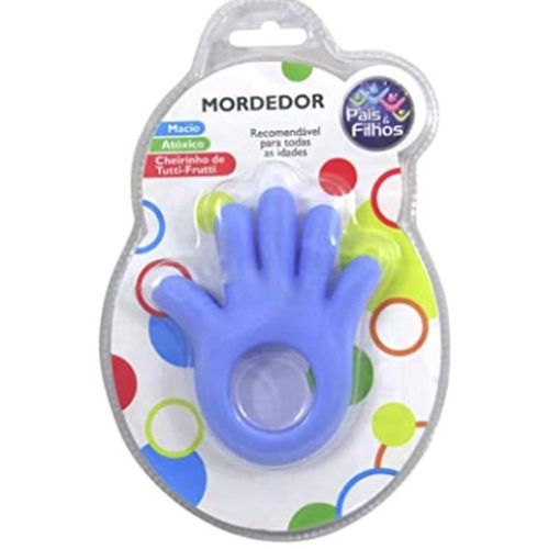 Pais e Filhos Mordedor Mãozinha Cor Azul 3342 com 1 Unidade
