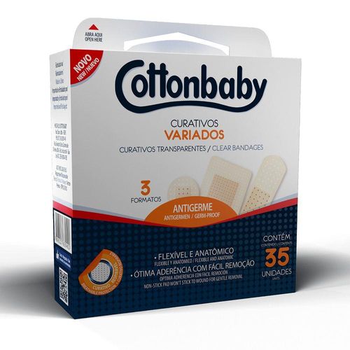 Curativos Cottonbaby Transparentes Variados com 35 Unidades