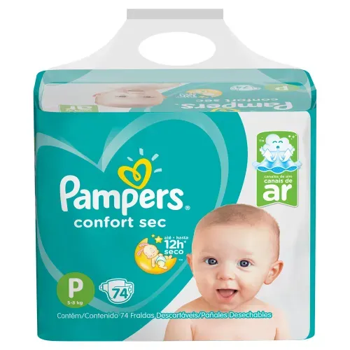 Fraldas Descartáveis Pampers Confort Sec Tamanho P com 74 Unidades