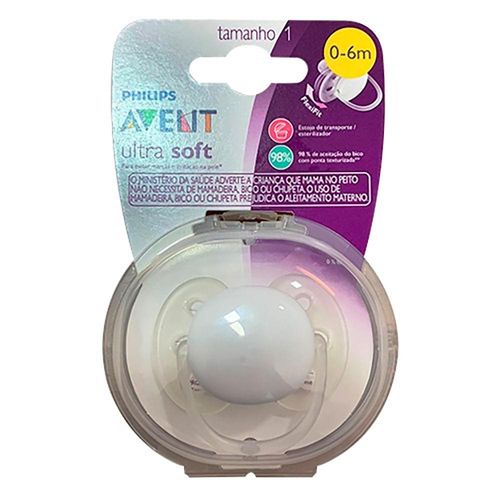 Chupeta Philips Avent Ultra Soft Cor Branca 0-6m com 1 Unidade