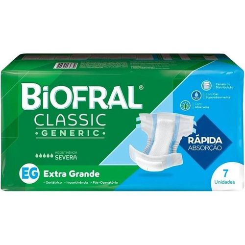 Fraldas Geriátrica Biofral Classic Generic EG com 7 Unidades