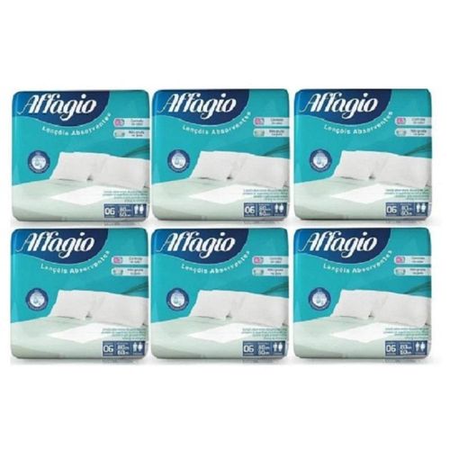 Lençóis Absorventes Affagio Descartável 80 X 60cm com 6 Unidades