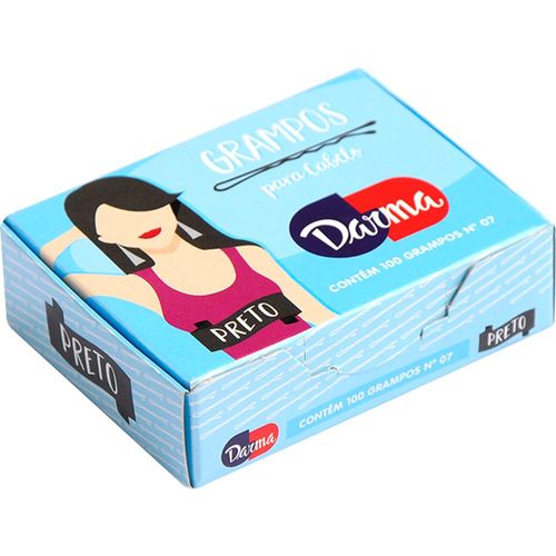Grampo para Cabelo Darma Nº 7 Preto com 100 Unidades