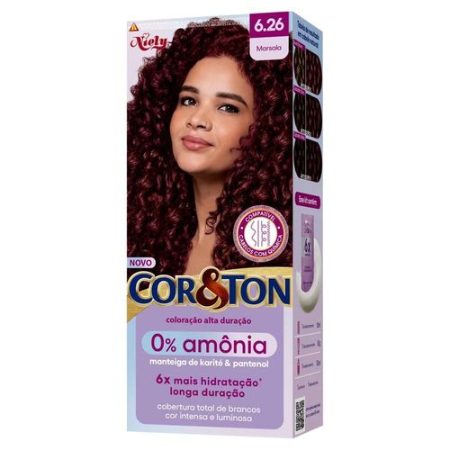 Kit Coloração Creme Niely Cor&Ton 6.26 Marsala com 1 Unidade