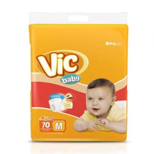 Fralda Vic Baby Hiper M com 70 Unidades