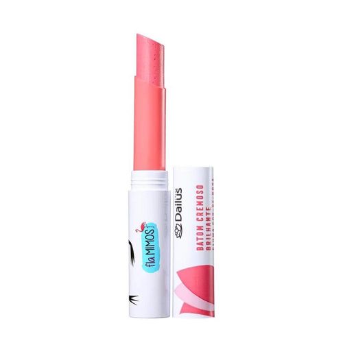 Batom Cremoso Flamimos Brilhante Pluma Cor Rosa Dailus com 1 Unidade