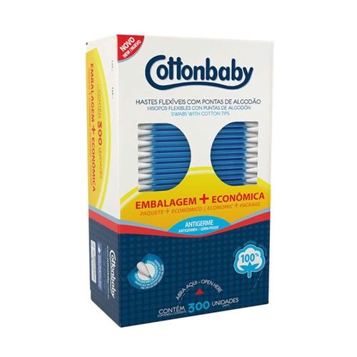 Hastes Flexíveis Cottonbaby com 300 Unidades