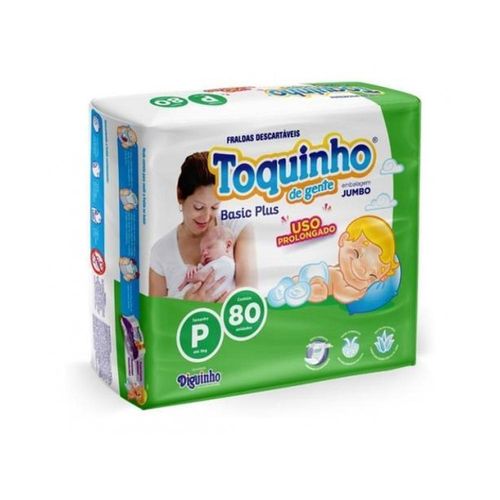 Toquinh Basic Plus Fralda Jumbo Tamanho P com 80 Unidades