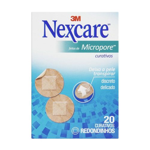 Curativos Micropore Redondinhos Nexcare 3M com 20 Unidades
