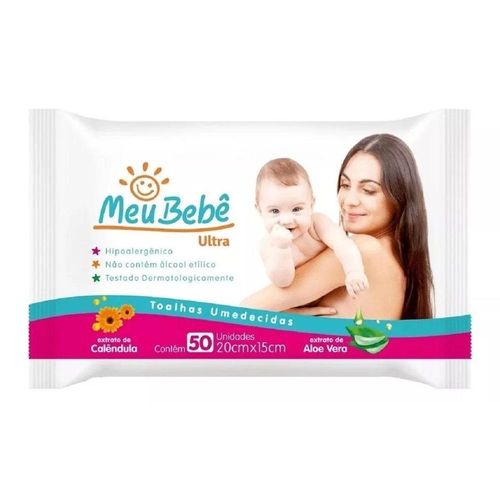 Toalha Umedecidas Meu Bebê Ultra com 50 Unidades