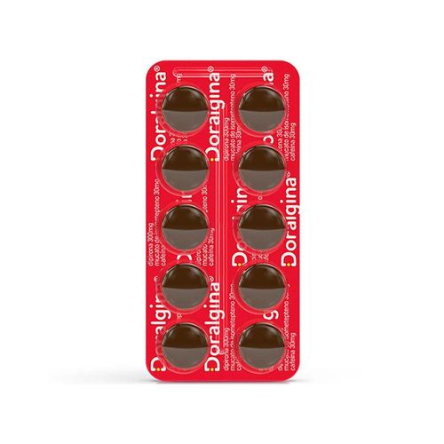 Doralgina Dipirona Sódica 300mg + Isometepteno 30mg + Cafeína 30mg com 10 drágeas