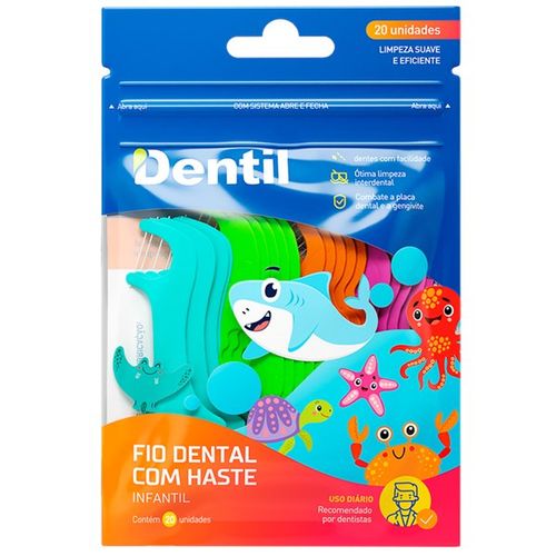 Fio Dental Infantil com Haste Dentil com 20 Unidades