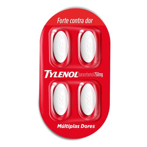 Tylenol Paracetamol 750mg com 4 Comprimidos