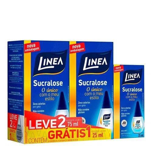 Kit Adoçantes de Sucralose Linea com 2 Unidades com 75ml + Grátis 1 Unidade com 25ml