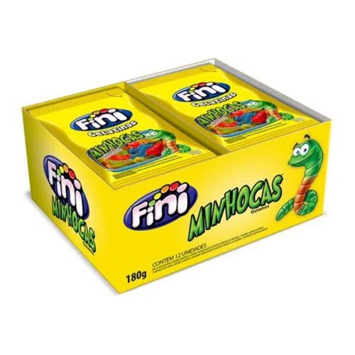 Display Balas Minhocas de Gelatina Fini com 12 Unidades com 15g