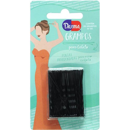 Grampos para Cabelos Darma Nº 5 Preto com 50 Unidades
