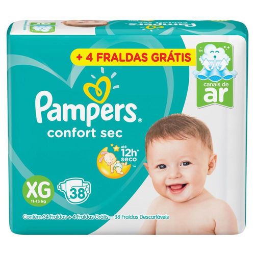 Fralda Descartável Infantil Pampers Confort Sec XG Grátis Pague 34 e Leve 38 Unidades