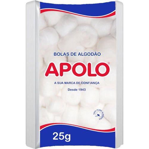 Algodão Bolas Hidrófilo Brancas Apolo Pacote 25g