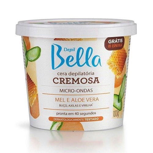 Cera Cremosa Depilatória Micro-ondas Mel e Aloe Vera Depil Bella 100g
