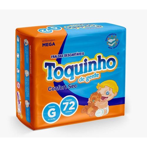 Fraldas Descartáveis Infantis Toquinho de Gente Confort Sec Tamanho G com 72 Unidades