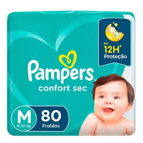 Fralda Pampers Confort Sec Tamanho M com 80 Unidades